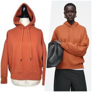 COS | Women | Rust Cotton Jersey Fleece Cozy Casual Lounge Hoodie | Size Small